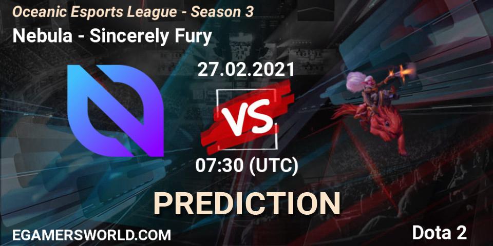 Nebula vs Sincerely Fury: Match Prediction. 27.02.2021 at 07:53, Dota 2, Oceanic Esports League - Season 3
