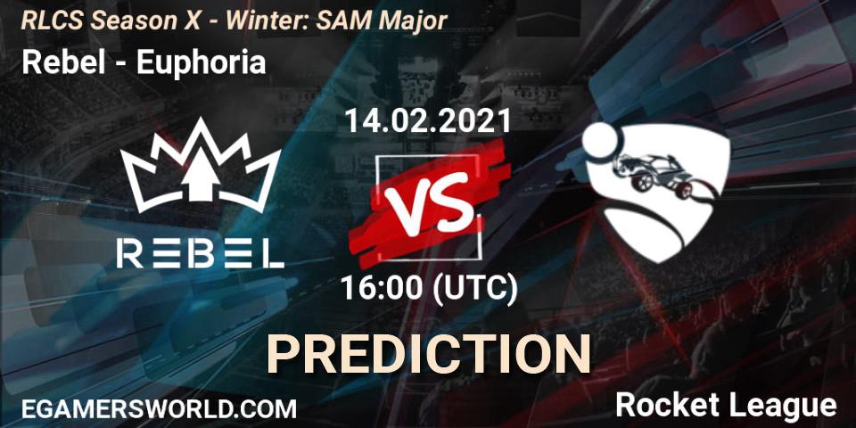 Rebel vs Euphoria: Match Prediction. 14.02.2021 at 16:00, Rocket League, RLCS Season X - Winter: SAM Major