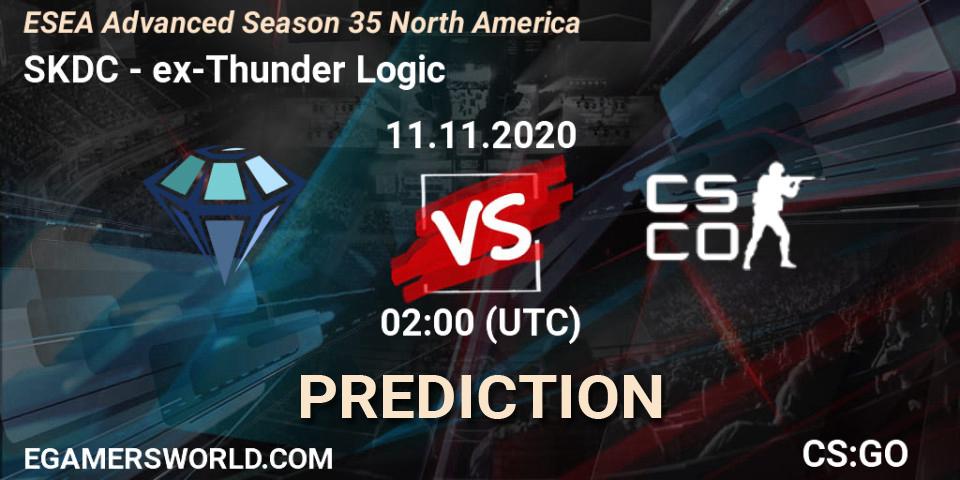 SKDC vs ex-Thunder Logic: Match Prediction. 11.11.2020 at 02:00, Counter-Strike (CS2), ESEA Advanced Season 35 North America