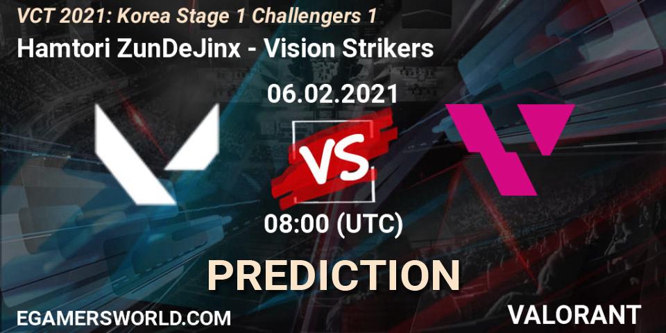 Hamtori ZunDeJinx vs Vision Strikers: Match Prediction. 06.02.2021 at 10:00, VALORANT, VCT 2021: Korea Stage 1 Challengers 1