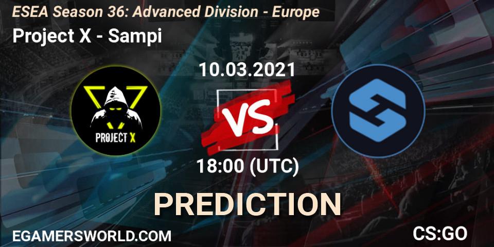Project X vs Sampi: Match Prediction. 10.03.2021 at 18:00, Counter-Strike (CS2), ESEA Season 36: Europe - Advanced Division