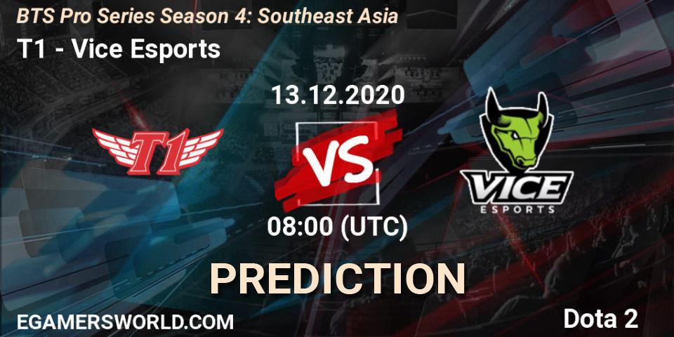 T1 vs Vice Esports: Match Prediction. 13.12.2020 at 06:01, Dota 2, BTS Pro Series Season 4: Southeast Asia