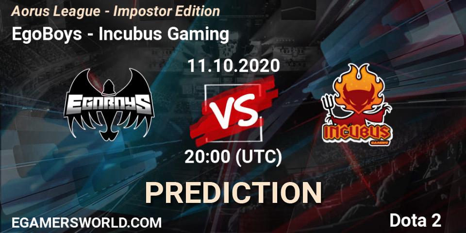 EgoBoys vs Incubus Gaming: Match Prediction. 11.10.2020 at 20:01, Dota 2, Aorus League - Impostor Edition