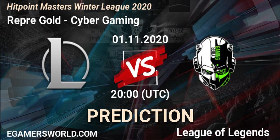 Repre Gold vs Cyber Gaming: Match Prediction. 01.11.2020 at 20:00, LoL, Hitpoint Masters Winter League 2020