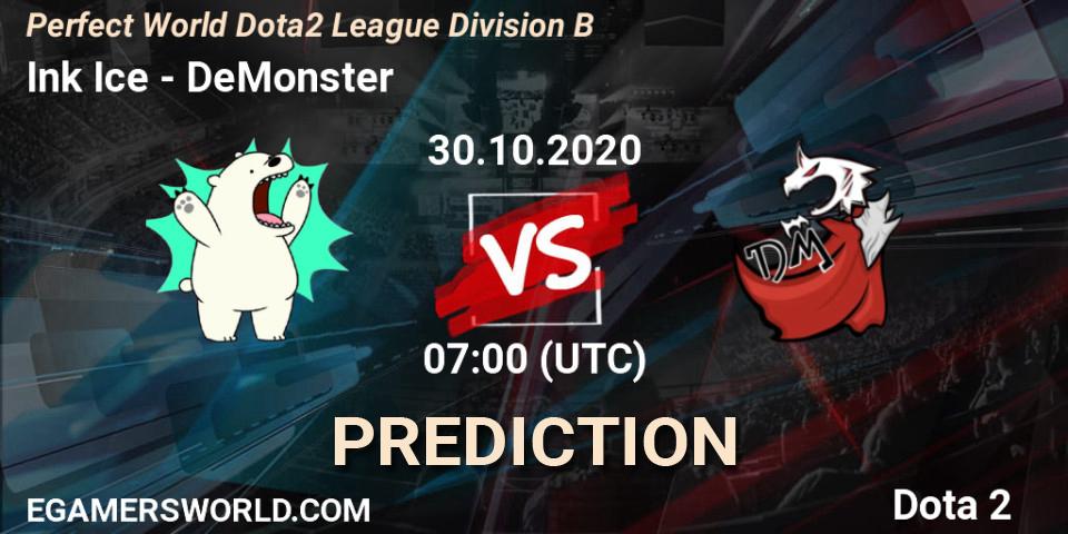 Ink Ice vs DeMonster: Match Prediction. 30.10.2020 at 07:16, Dota 2, Perfect World Dota2 League Division B