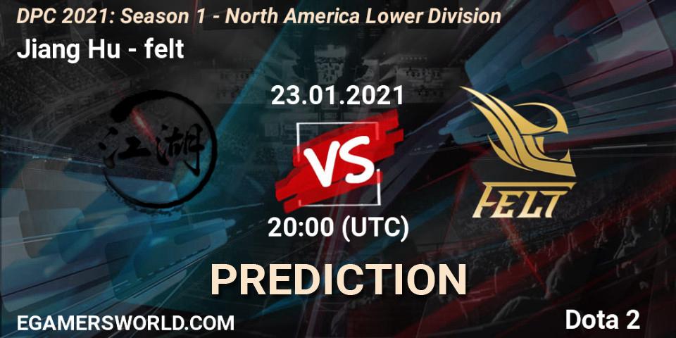 Jiang Hu vs felt: Match Prediction. 23.01.2021 at 20:40, Dota 2, DPC 2021: Season 1 - North America Lower Division