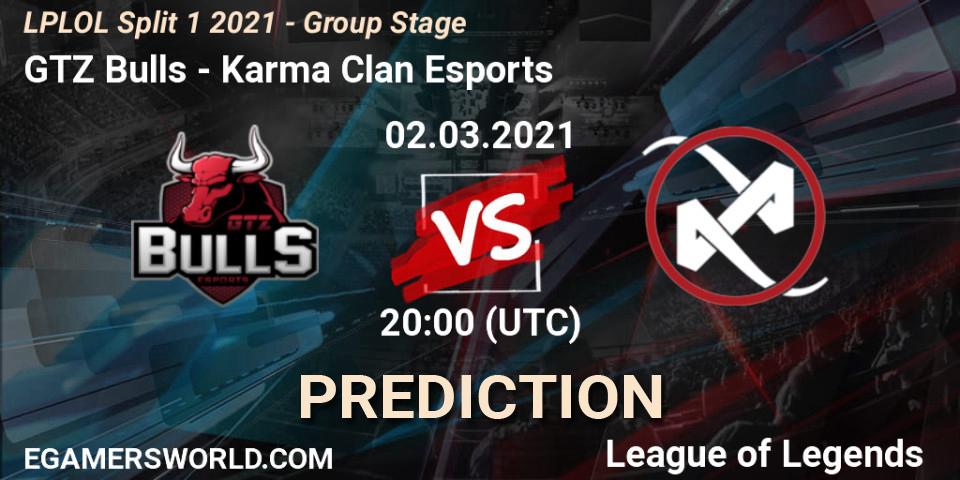 GTZ Bulls vs Karma Clan Esports: Match Prediction. 02.03.2021 at 20:00, LoL, LPLOL Split 1 2021 - Group Stage