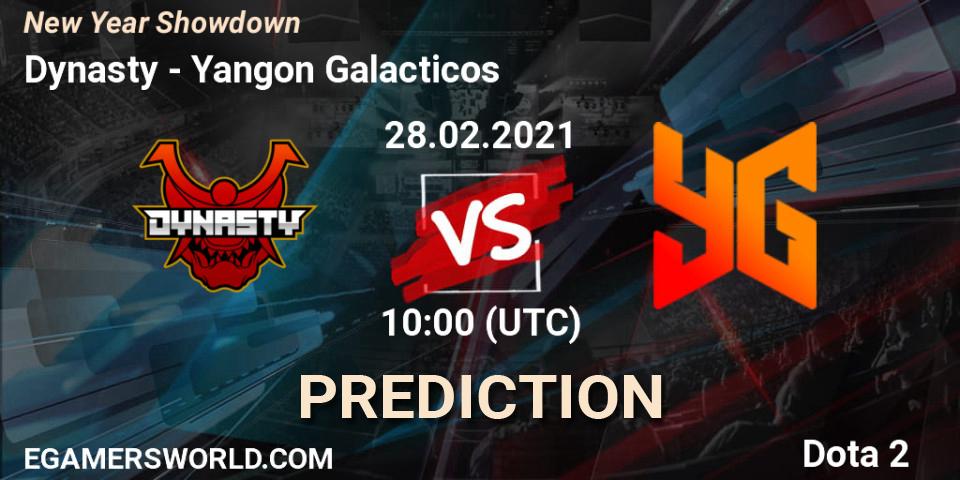 Dynasty vs Yangon Galacticos: Match Prediction. 28.02.2021 at 10:15, Dota 2, New Year Showdown