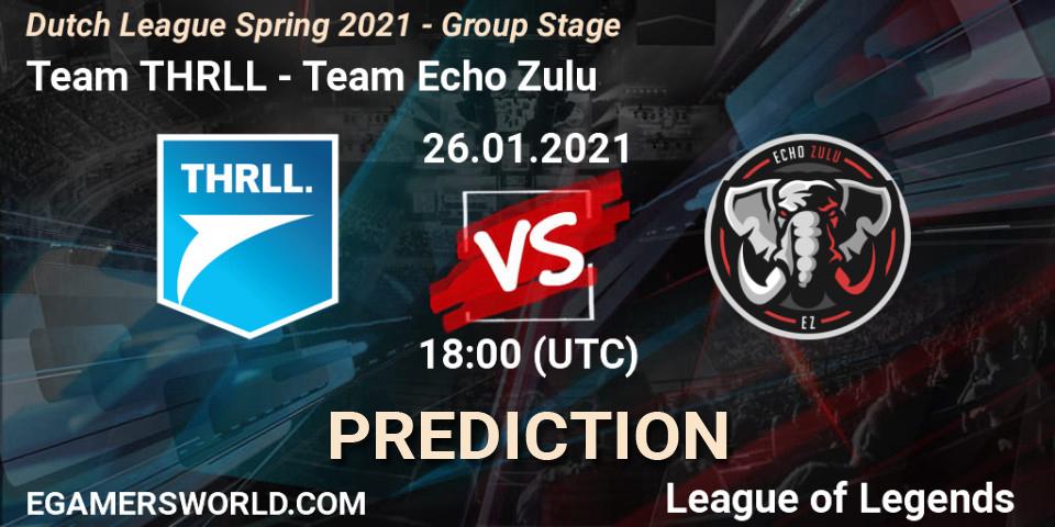 Team THRLL vs Team Echo Zulu: Match Prediction. 26.01.2021 at 18:00, LoL, Dutch League Spring 2021 - Group Stage