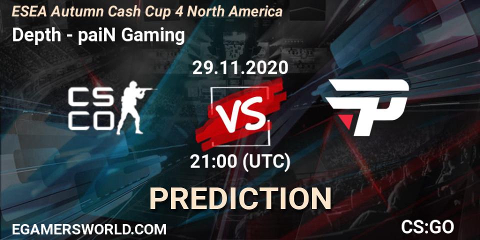 Depth vs paiN Gaming: Match Prediction. 29.11.2020 at 21:00, Counter-Strike (CS2), ESEA Autumn Cash Cup 4 North America