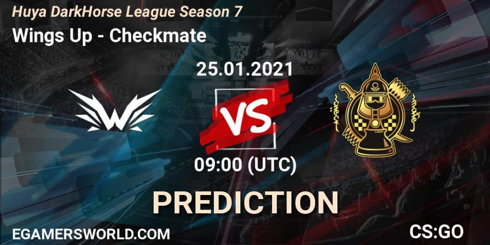 Wings Up vs Checkmate: Match Prediction. 25.01.2021 at 09:00, Counter-Strike (CS2), Huya DarkHorse League Season 7