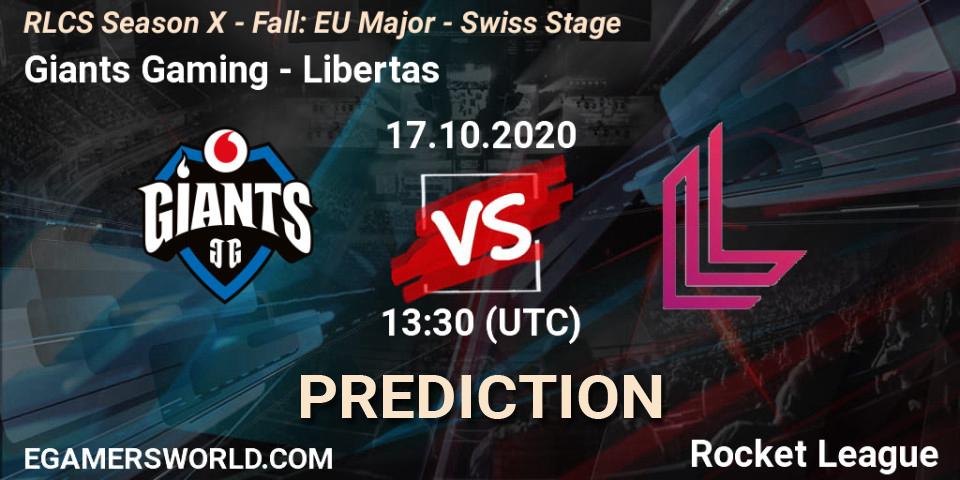 Giants Gaming vs Libertas: Match Prediction. 17.10.2020 at 13:30, Rocket League, RLCS Season X - Fall: EU Major - Swiss Stage