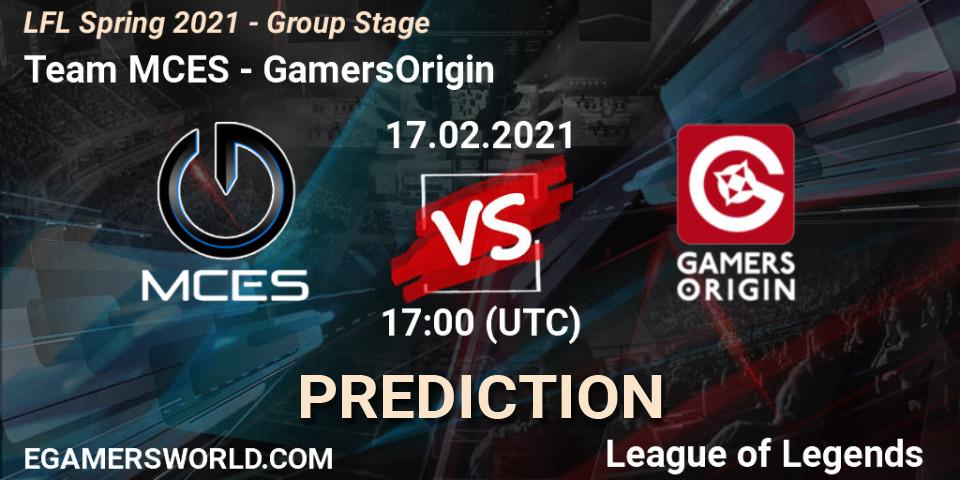 Team MCES vs GamersOrigin: Match Prediction. 17.02.2021 at 17:00, LoL, LFL Spring 2021 - Group Stage