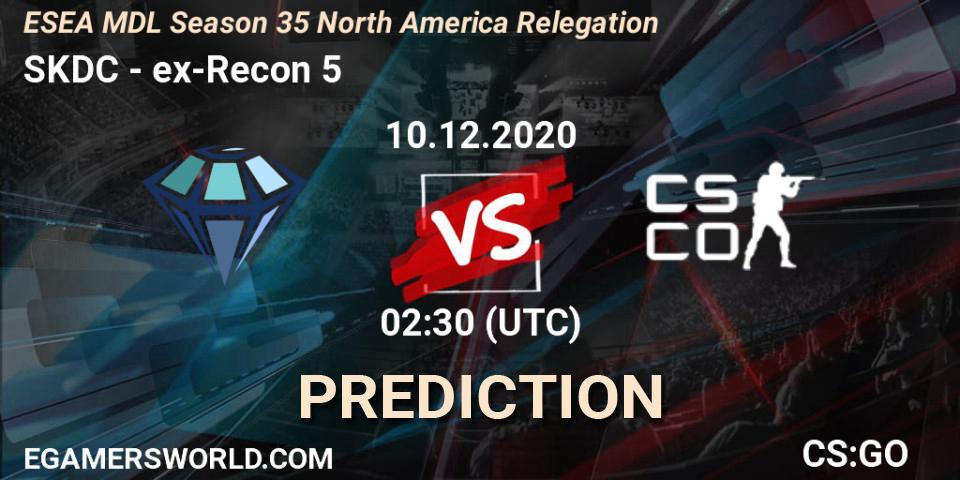 SKDC vs ex-Recon 5: Match Prediction. 10.12.2020 at 02:30, Counter-Strike (CS2), ESEA MDL Season 35 North America Relegation