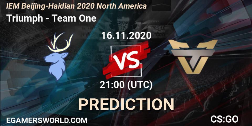 Triumph vs Team One: Match Prediction. 16.11.2020 at 21:30, Counter-Strike (CS2), IEM Beijing-Haidian 2020 North America