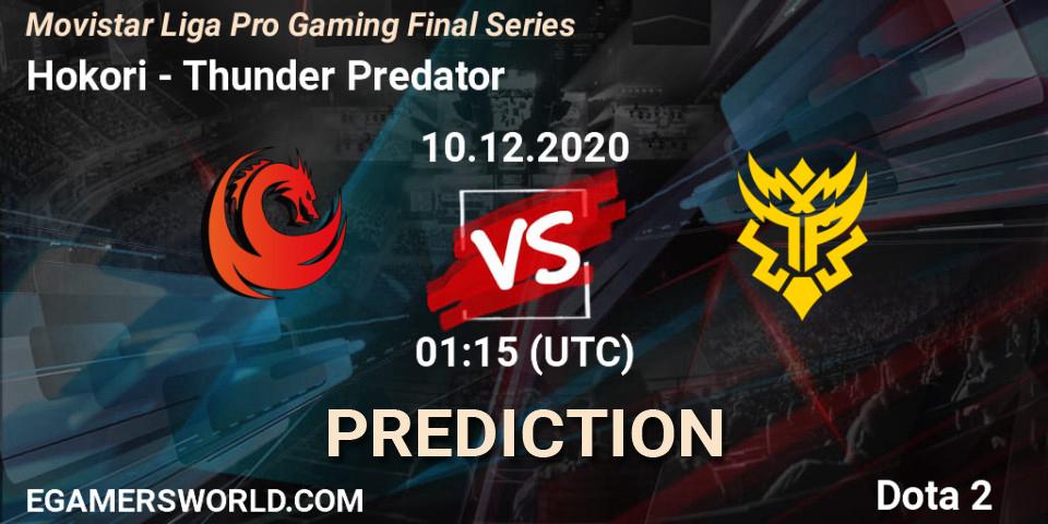 Hokori vs Thunder Predator: Match Prediction. 10.12.2020 at 01:15, Dota 2, Movistar Liga Pro Gaming Final Series