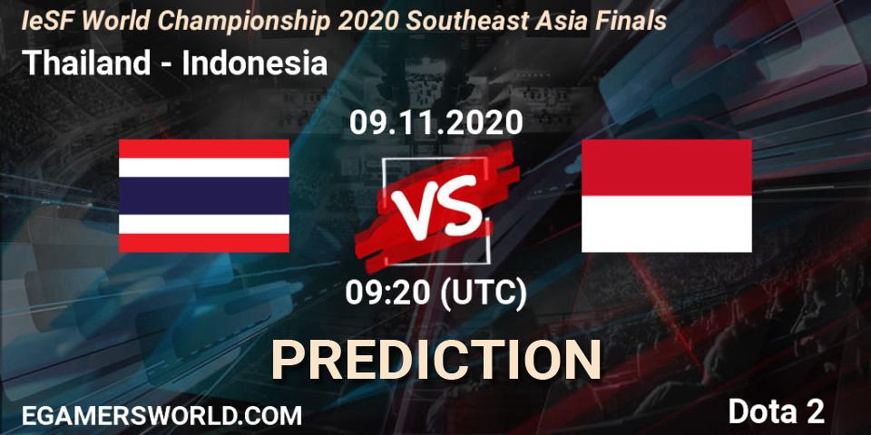 Thailand vs Indonesia: Match Prediction. 09.11.2020 at 10:00, Dota 2, IeSF World Championship 2020 Southeast Asia Finals