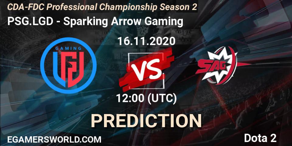 PSG.LGD vs Sparking Arrow Gaming: Match Prediction. 16.11.2020 at 12:53, Dota 2, CDA-FDC Professional Championship Season 2