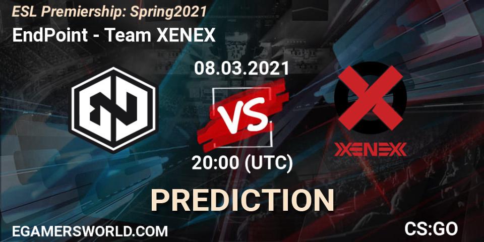 EndPoint vs XENEX: Match Prediction. 08.03.2021 at 20:00, Counter-Strike (CS2), ESL Premiership: Spring 2021