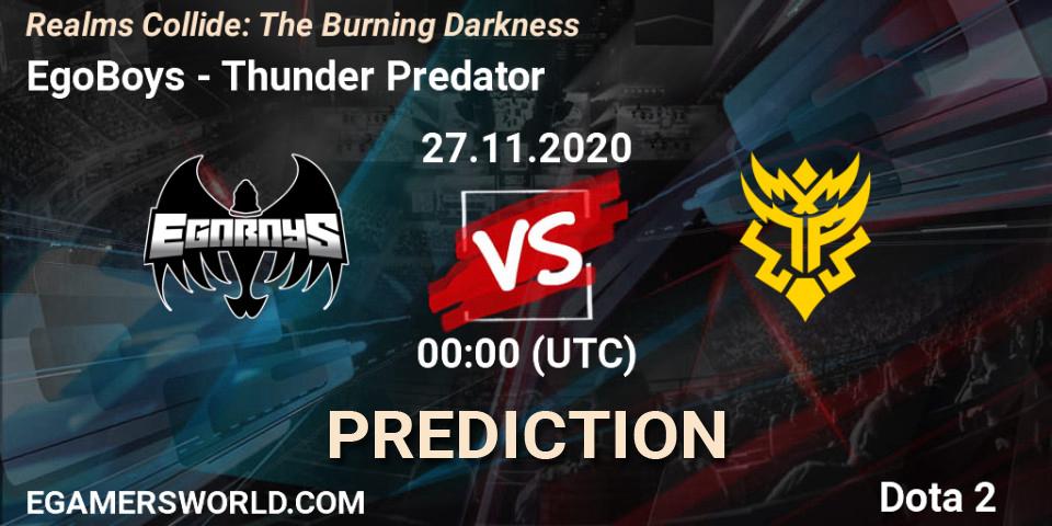 EgoBoys vs Thunder Predator: Match Prediction. 27.11.20, Dota 2, Realms Collide: The Burning Darkness