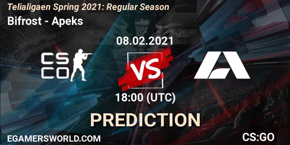 Bifrost vs Apeks: Match Prediction. 08.02.2021 at 18:00, Counter-Strike (CS2), Telialigaen Spring 2021: Regular Season