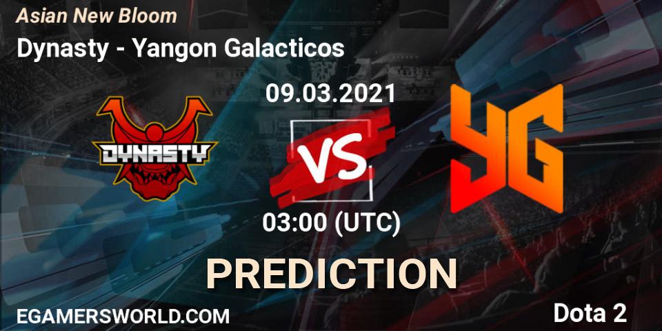 Dynasty vs Yangon Galacticos: Match Prediction. 09.03.2021 at 03:22, Dota 2, Asian New Bloom