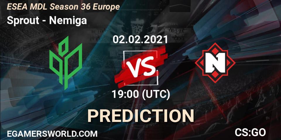 Sprout vs Nemiga: Match Prediction. 02.02.2021 at 19:00, Counter-Strike (CS2), MDL ESEA Season 36: Europe - Premier division