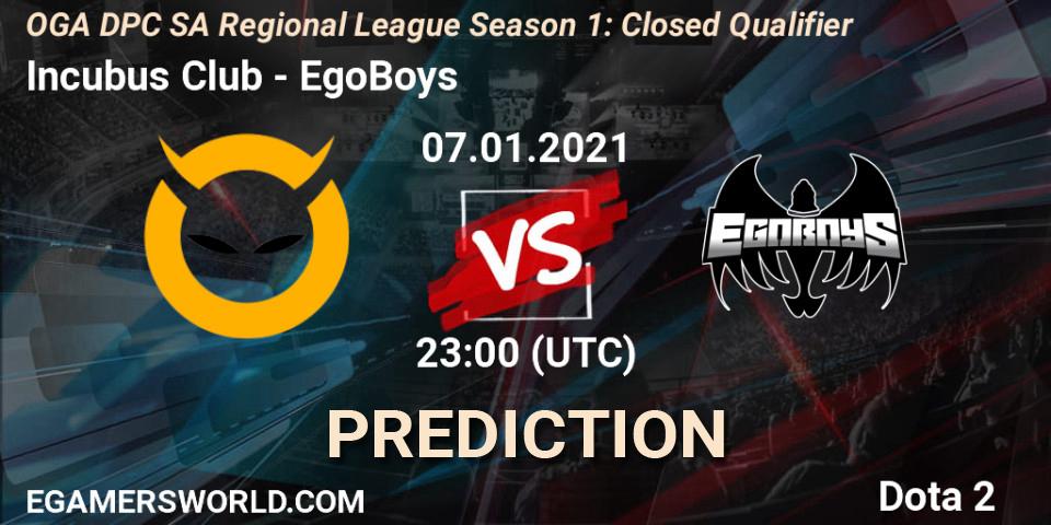 Incubus Club vs EgoBoys: Match Prediction. 07.01.2021 at 23:00, Dota 2, DPC 2021: Season 1 - South America Closed Qualifier