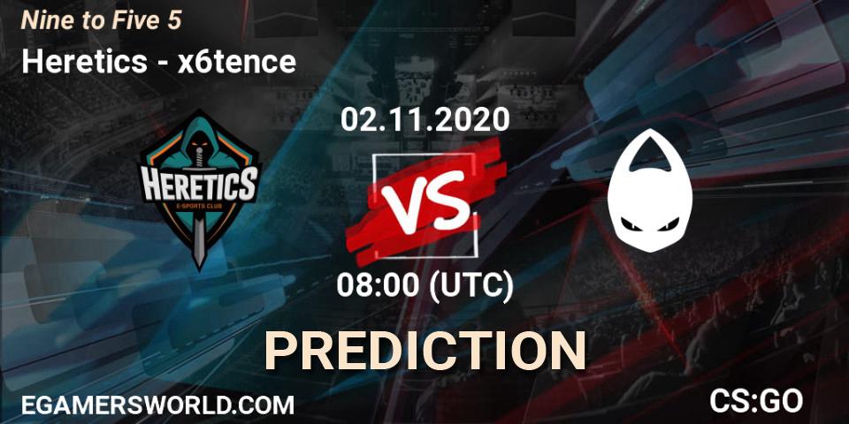 Heretics vs x6tence: Match Prediction. 02.11.2020 at 08:00, Counter-Strike (CS2), Nine to Five 5