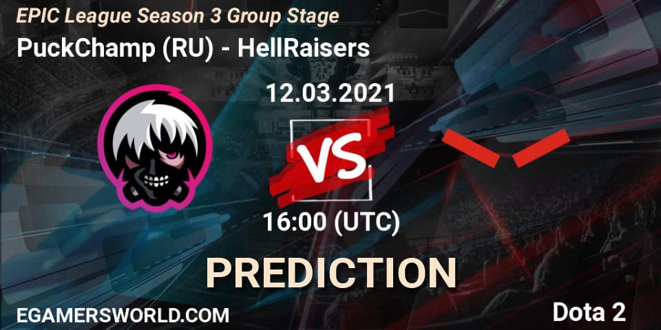 PuckChamp (RU) vs HellRaisers: Match Prediction. 12.03.2021 at 16:00, Dota 2, EPIC League Season 3 Group Stage