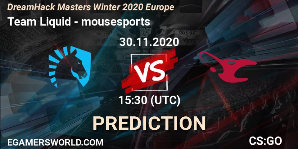 Team Liquid vs mousesports: Match Prediction. 30.11.2020 at 15:30, Counter-Strike (CS2), DreamHack Masters Winter 2020 Europe