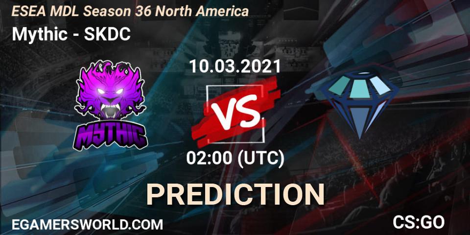 Mythic vs SKDC: Match Prediction. 10.03.2021 at 02:00, Counter-Strike (CS2), MDL ESEA Season 36: North America - Premier Division