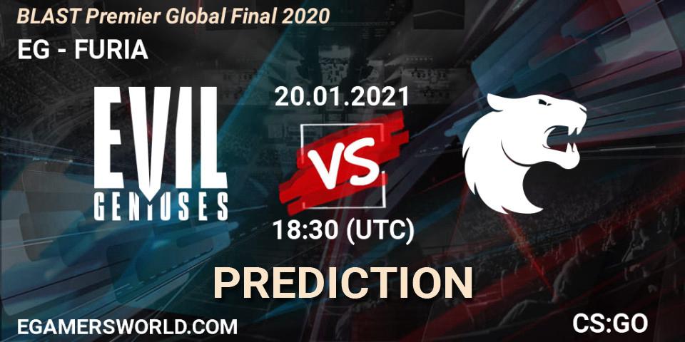 EG vs FURIA: Match Prediction. 20.01.2021 at 17:45, Counter-Strike (CS2), BLAST Premier Global Final 2020