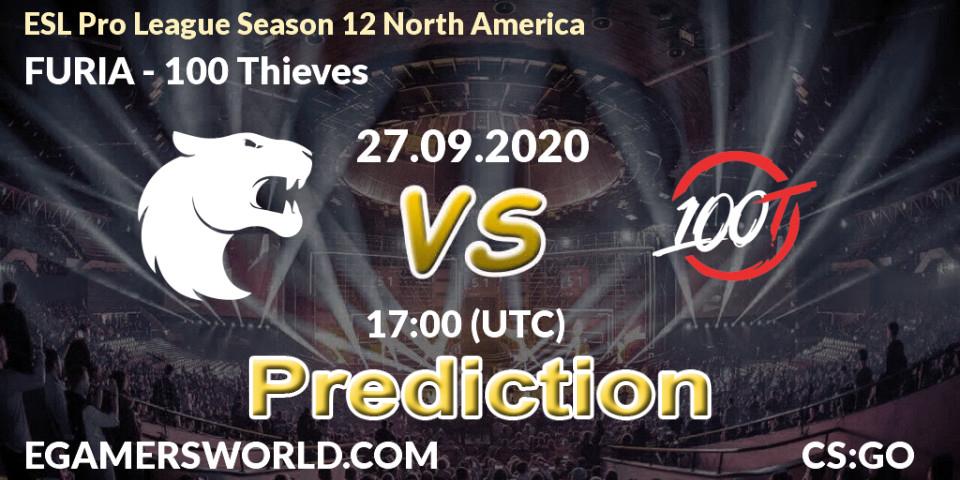 FURIA vs 100 Thieves: Match Prediction. 27.09.2020 at 17:00, Counter-Strike (CS2), ESL Pro League Season 12 North America