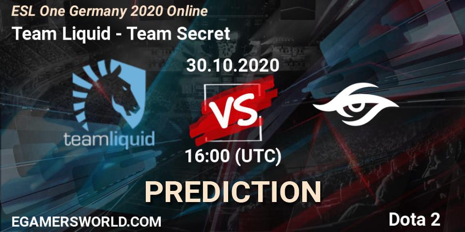 Team Liquid vs Team Secret: Match Prediction. 30.10.2020 at 16:01, Dota 2, ESL One Germany 2020 Online