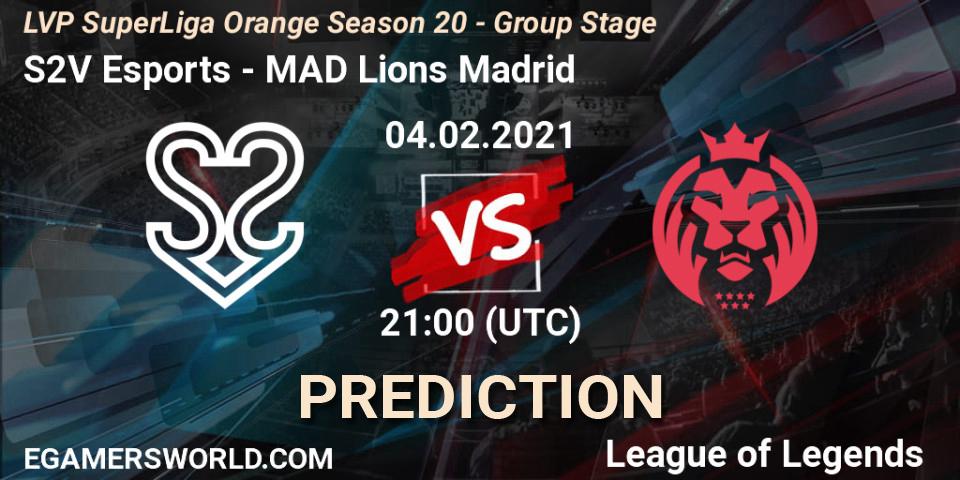 S2V Esports vs MAD Lions Madrid: Match Prediction. 04.02.21, LoL, LVP SuperLiga Orange Season 20 - Group Stage