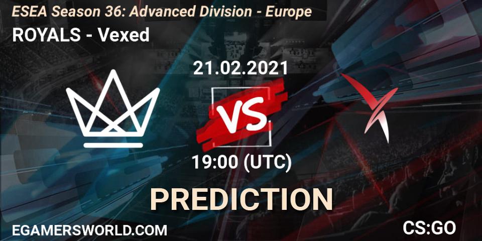 ROYALS vs Vexed: Match Prediction. 21.02.2021 at 19:00, Counter-Strike (CS2), ESEA Season 36: Europe - Advanced Division
