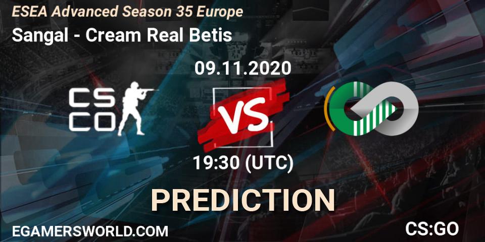 Sangal vs Cream Real Betis: Match Prediction. 10.11.2020 at 18:30, Counter-Strike (CS2), ESEA Advanced Season 35 Europe