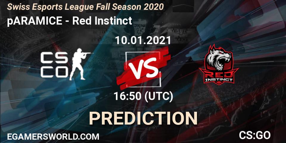 pARAMICE vs Red Instinct: Match Prediction. 10.01.2021 at 16:50, Counter-Strike (CS2), Swiss Esports League Fall Season 2020