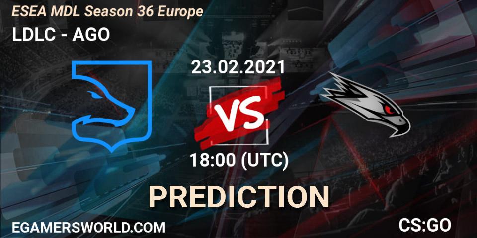 LDLC vs AGO: Match Prediction. 23.02.2021 at 18:00, Counter-Strike (CS2), MDL ESEA Season 36: Europe - Premier division