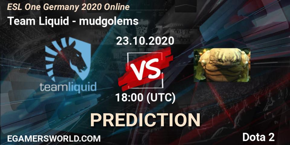 Team Liquid vs mudgolems: Match Prediction. 24.10.2020 at 17:41, Dota 2, ESL One Germany 2020 Online