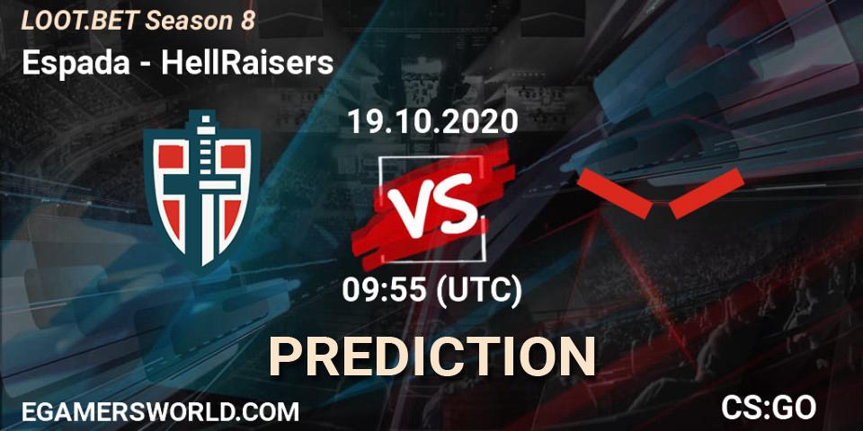 Espada vs HellRaisers: Match Prediction. 19.10.2020 at 09:55, Counter-Strike (CS2), LOOT.BET Season 8