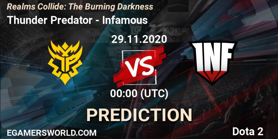 Thunder Predator vs Infamous: Match Prediction. 29.11.2020 at 02:31, Dota 2, Realms Collide: The Burning Darkness