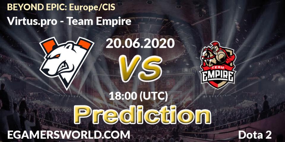 Virtus.pro vs Team Empire: Match Prediction. 23.06.2020 at 14:55, Dota 2, BEYOND EPIC: Europe/CIS