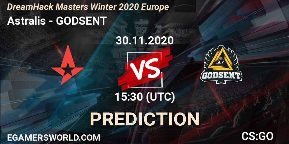 Astralis vs GODSENT: Match Prediction. 30.11.2020 at 15:30, Counter-Strike (CS2), DreamHack Masters Winter 2020 Europe