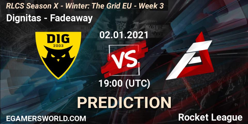 Dignitas vs Fadeaway: Match Prediction. 02.01.21, Rocket League, RLCS Season X - Winter: The Grid EU - Week 3
