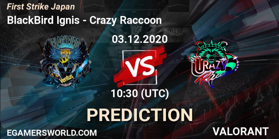BlackBird Ignis vs Crazy Raccoon: Match Prediction. 03.12.2020 at 07:00, VALORANT, First Strike Japan
