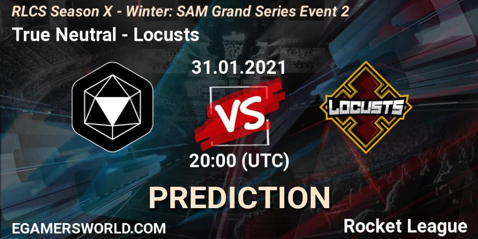 True Neutral vs Locusts: Match Prediction. 31.01.2021 at 21:00, Rocket League, RLCS Season X - Winter: SAM Grand Series Event 2