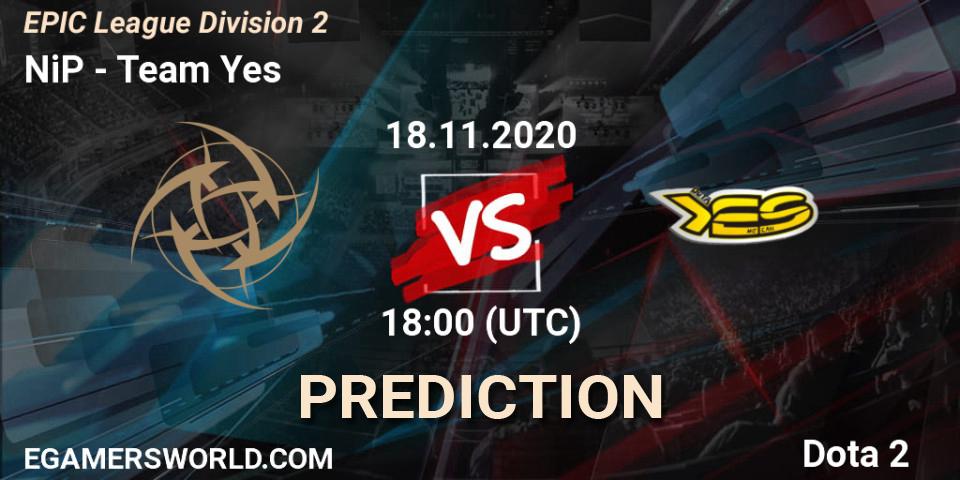 NiP vs Team Yes: Match Prediction. 18.11.2020 at 15:03, Dota 2, EPIC League Division 2
