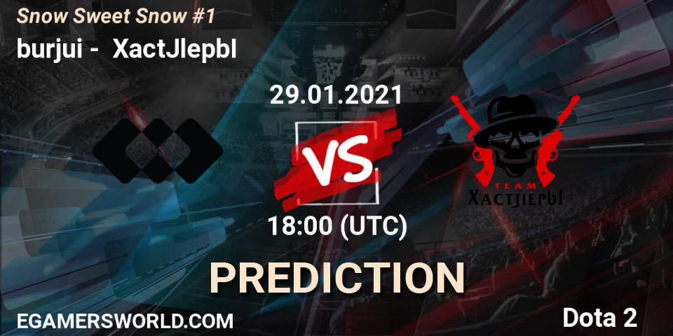 burjui vs XactJlepbI: Match Prediction. 29.01.2021 at 18:14, Dota 2, Snow Sweet Snow #1